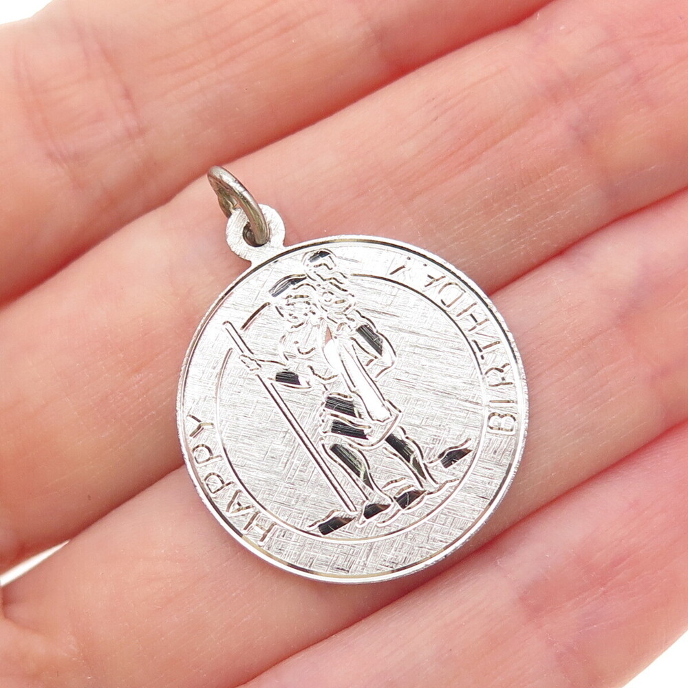 Walter E. Hayward Sterling Silver Vintage Happy Birthday St. Christopher Pendant